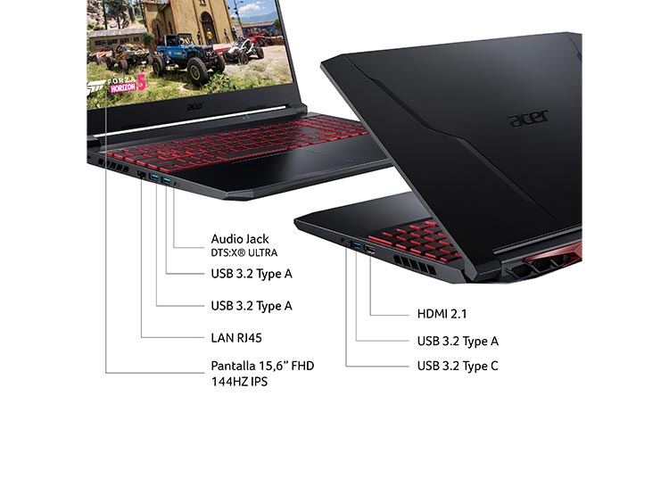 ACER NITRO 5 GAMING AN515-45-AR7Y-1 AMD RYZEN 5 16 GB RAM 512 GB SSD NVIDIA RTX 3050 15.6 OPEN BOX