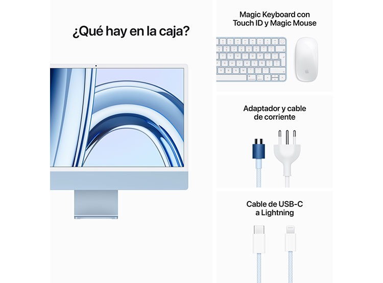 ALL IN ONE APPLE CHIP M3 CPU 8NUC GPU 10NUC IMAC 24 24" 8 GB RAM 256GB SSD AZUL OPEN BOX