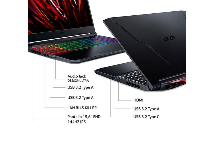 ACER NITRO 5 AN515 INTEL CORE I7 16 GB RAM 512 GB SSD NVIDIA RTX 3060 6GB 15.6 144Hz