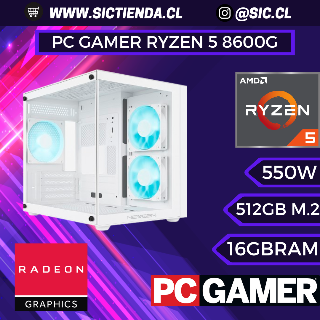PC GAMER/TRABAJO, AMD Ryzen 5 8600G, DDR5 16GB RAM , 512 GB M.2 (Gráficos Integrados) ARMADO 4-5 DÍAS