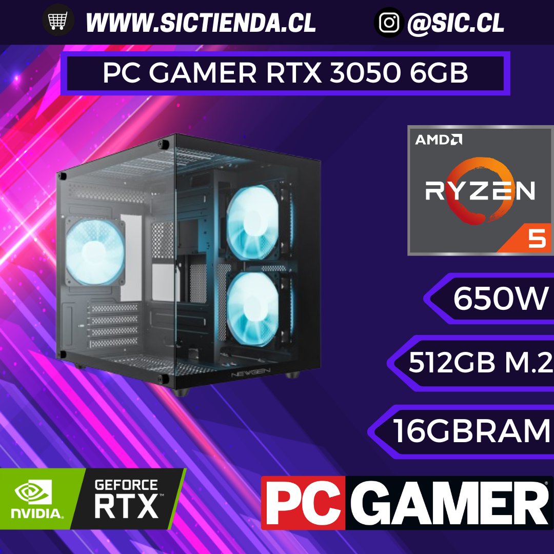PC GAMER RTX 3050 6GB, AMD Ryzen 5 8400F, 16GB RAM DDR5, 512GB M.2 ARMADO 2-3 DÍAS