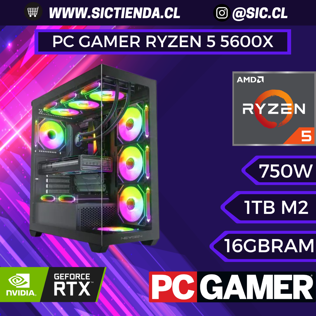 PC GAMER RTX 5070, AMD Ryzen 5 5600X, 16GB RAM 3200MHZ, 1TB M2 ARMADO 2-3 DÍAS