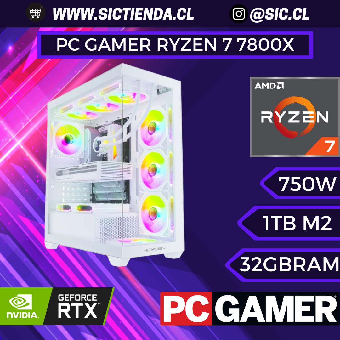 PC GAMER RTX 5070, AMD Ryzen 7 7800X 3D, 32GB DDR5, 1TB M.2 ARMADO 2-3 DÍAS