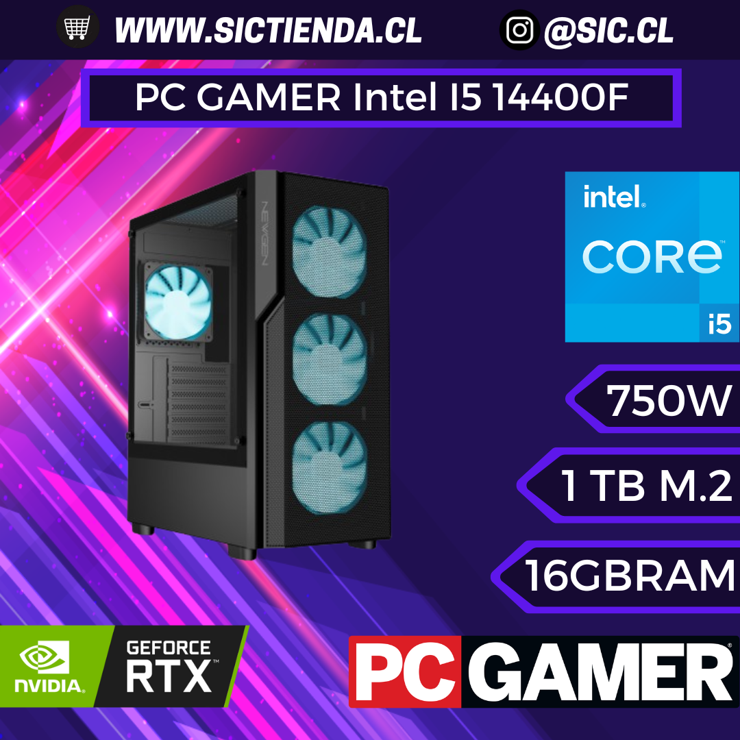 PC GAMER RTX 5070, Intel I5 14400F, 16GB RAM DDR5 , 1TB M.2 ARMADO 2-3 DÍAS