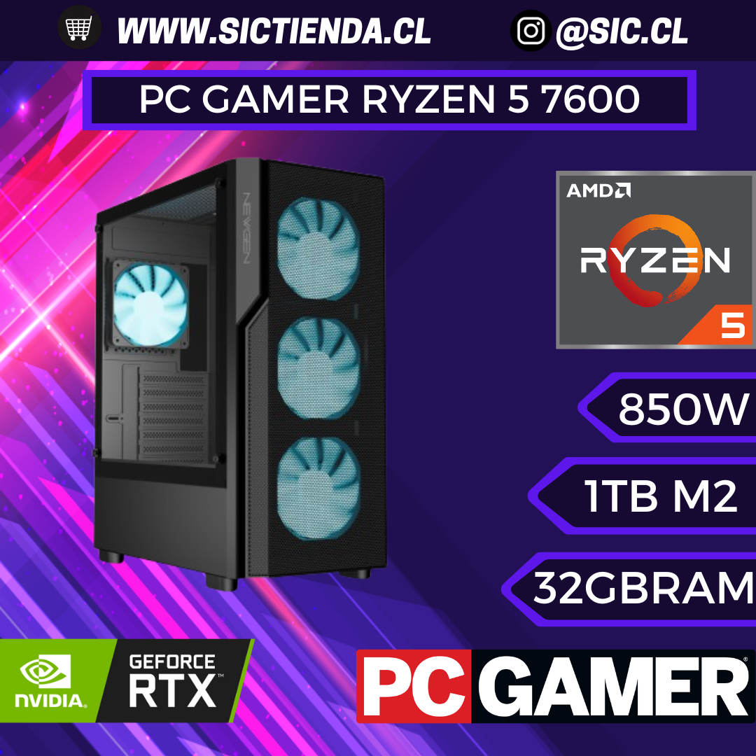 PC GAMER RTX 5070 TI AMD R5 7600, 32GB DDR5, 1TB M.2 ARMADO 2-3 DÍAS