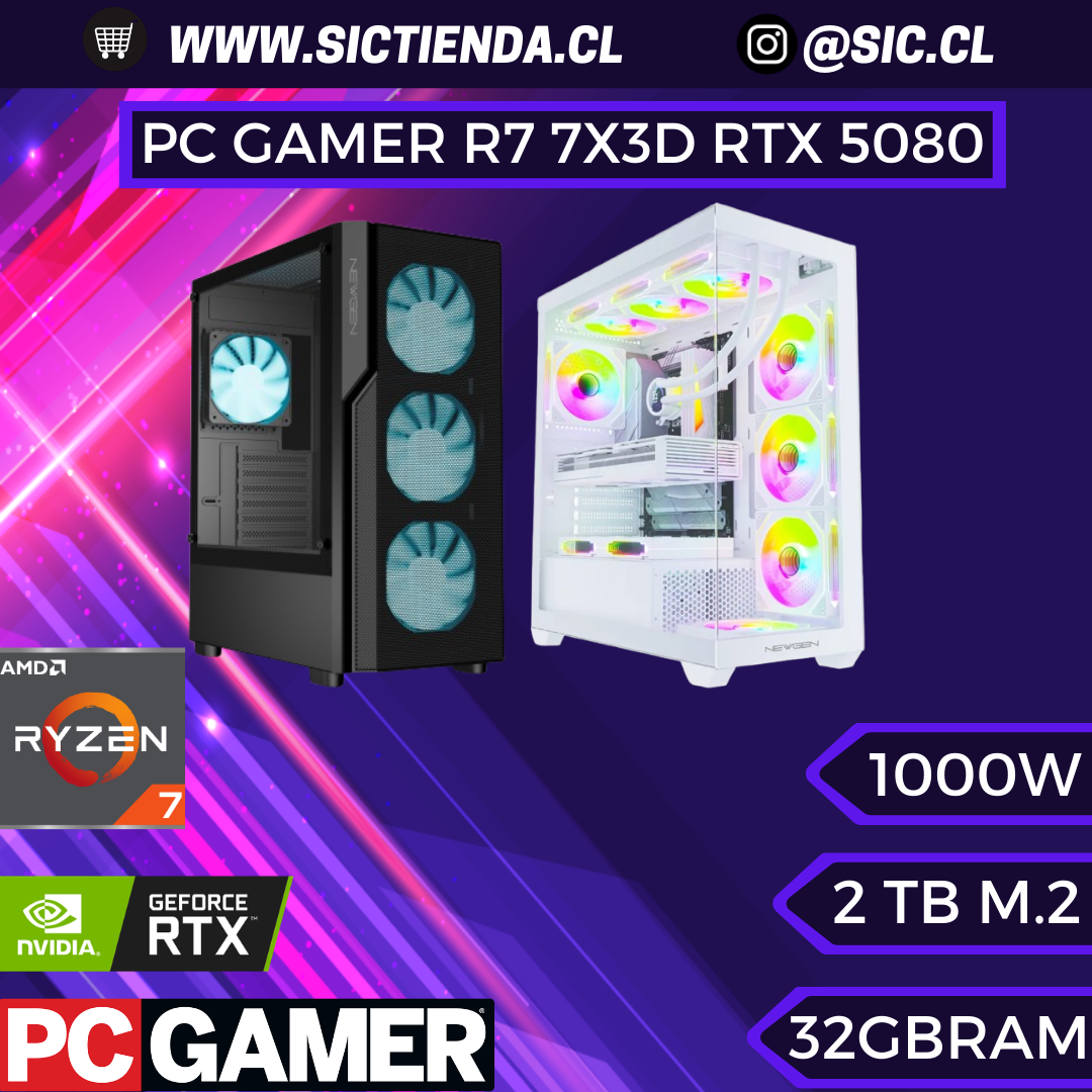PC GAMER RTX 5080, AMD Ryzen 7 7800X3D, 32GB DDR5, 2TB M.2 – ARMADO 4-5 DÍAS