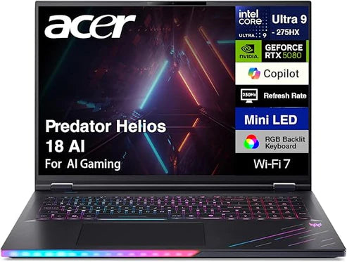 Acer Predator Helios 18 AI 2025 | Intel Core Ultra 9 275HX | RTX 5080 16GB | MiniLED QHD+ | 32GB RAM DDR5 | 1TB SSD Gen 5