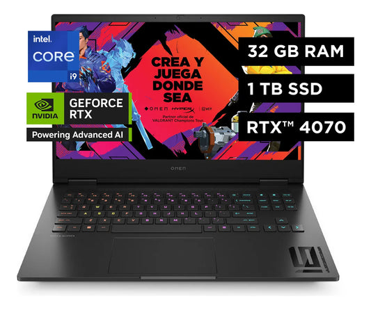 HP Omen 16-wf1000la Intel Core i9-14900HX RAM 32GB DDR5 NVIDIA GeForce RTX 4070 8GB 1TB SSD