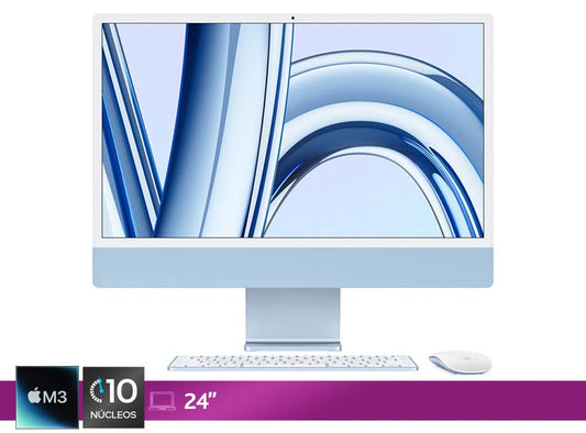 ALL IN ONE APPLE CHIP M3 CPU 8NUC GPU 10NUC IMAC 24 24" 8 GB RAM 256GB SSD AZUL OPEN BOX