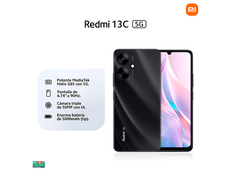 CELULAR XIAOMI REDMI 13C 5G 4GB 128GB 50MP NEGRO 6.74" OPEN BOX