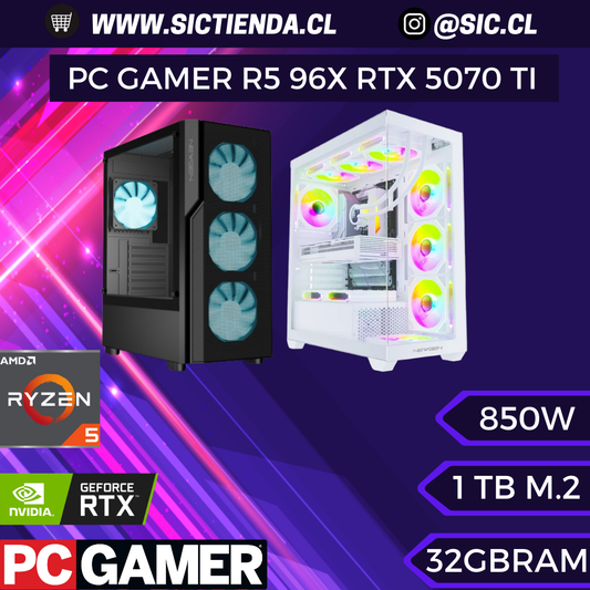 PC GAMER RTX 5070 Ti, AMD Ryzen 5 9600X, 32GB DDR5, 1TB M.2 – ARMADO 4-5 DÍAS