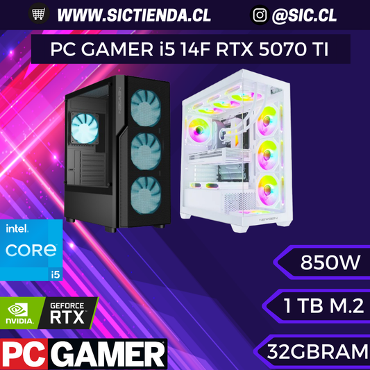 PC GAMER RTX 5070 Ti, Intel Core i5-14400F, 32GB RAM DDR5, 1TB M.2 – ARMADO 4-5 DÍAS