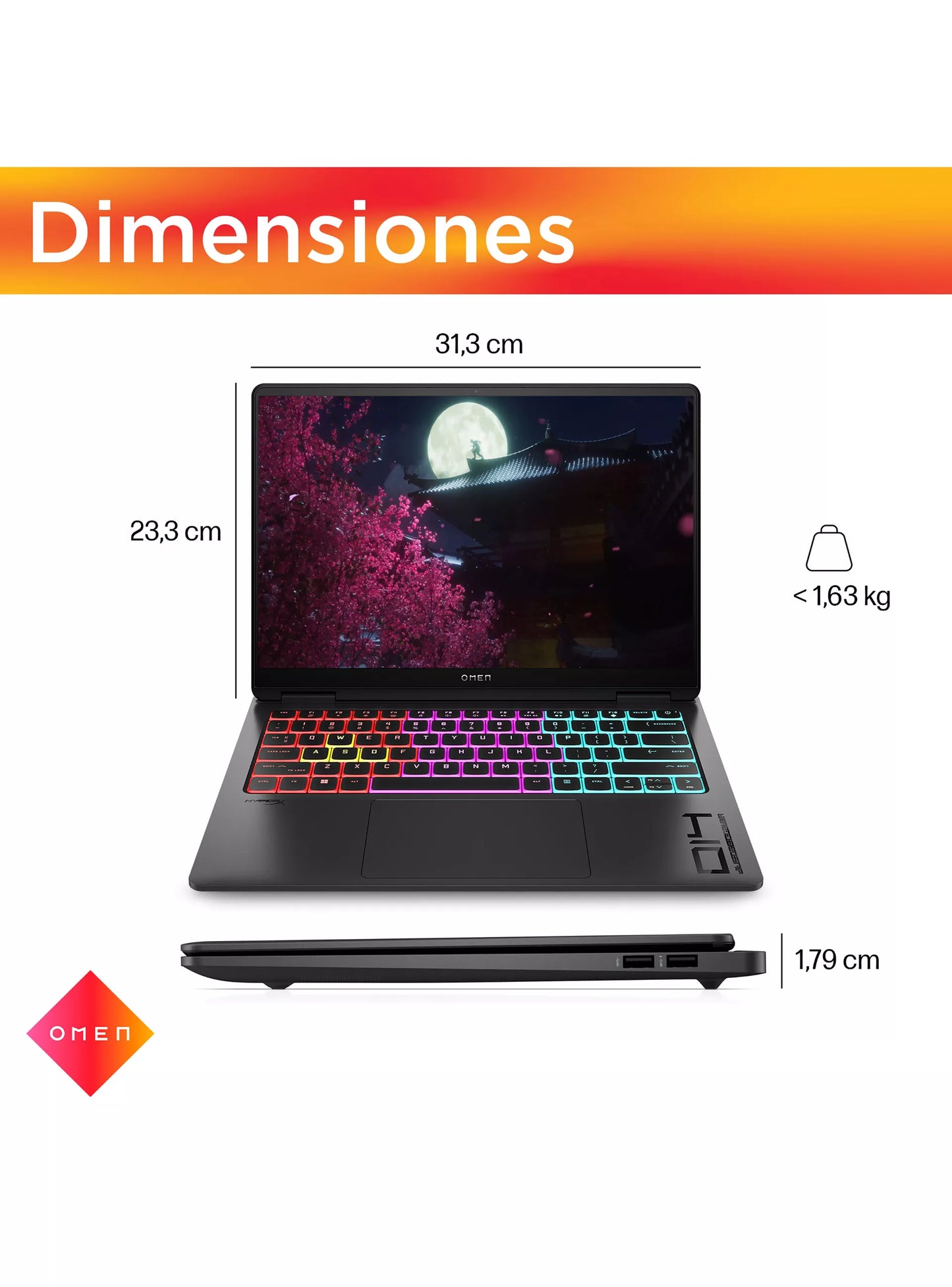 HP Omen 14-fb1002la Intel Core Ultra 9 285H RAM 32GB LPDDR5X 7500 MHz NVIDIA GeForce RTX 5070 8GB 2TB SSD