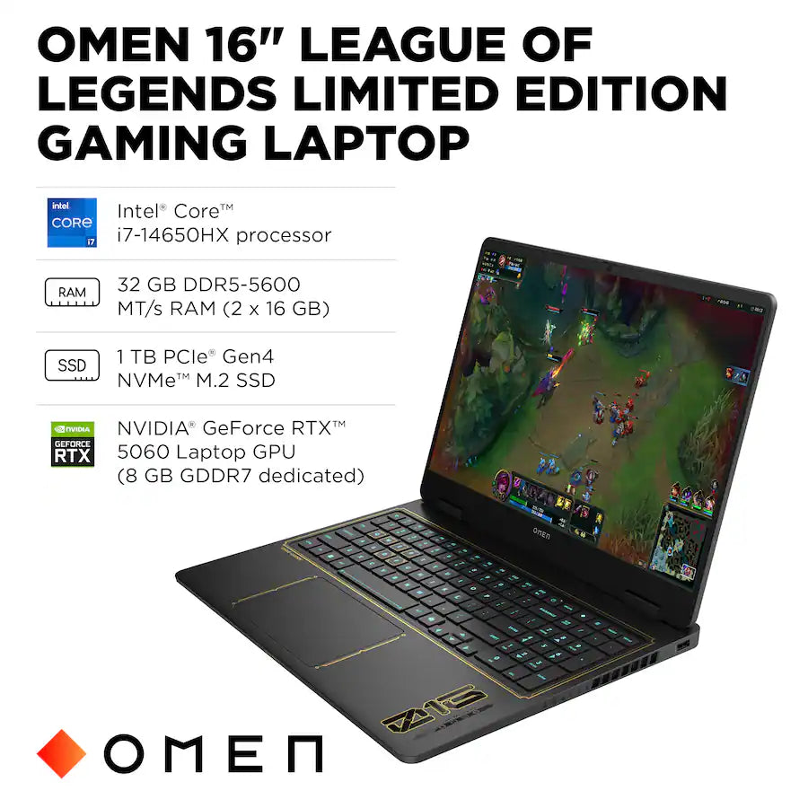 HP OMEN League of Legends Edición Limitada | Intel Core i7-14650HX | RTX 5070 8GB | 240Hz | 32GB RAM DDR5 | 1TB SSD
