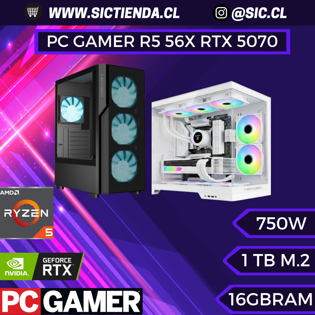 PC GAMER RTX 5070, AMD Ryzen 5 5600X, 16GB RAM 3200MHZ, 1TB M.2 – ARMADO 4-5 DÍAS