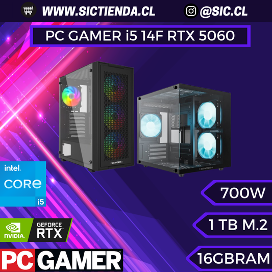 PC GAMER RTX 5060, Intel Core i5-14400F, 16GB RAM DDR5, 1TB M.2 – ARMADO 4-5 DÍAS