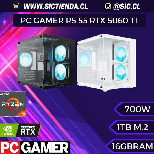 PC GAMER RTX 5060 Ti, AMD Ryzen 5 5500, 16GB RAM 3200MHZ, 1TB M.2 – ARMADO 4-5 DÍAS