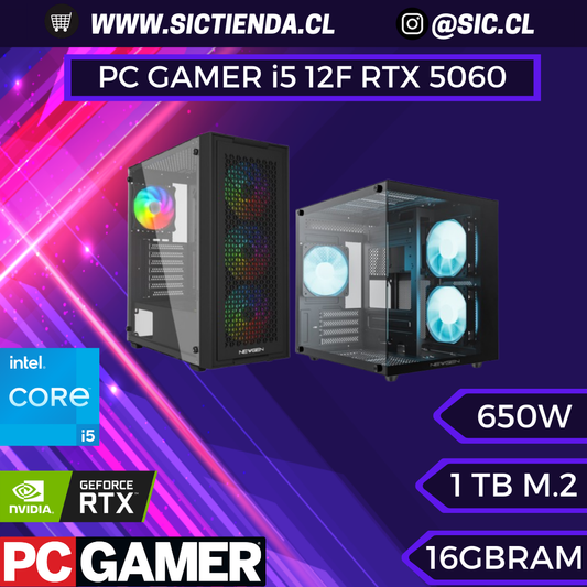 PC GAMER RTX 5060, Intel Core i5-12400F, 16GB RAM DDR5, 1TB M.2 – ARMADO 4-5 DÍAS