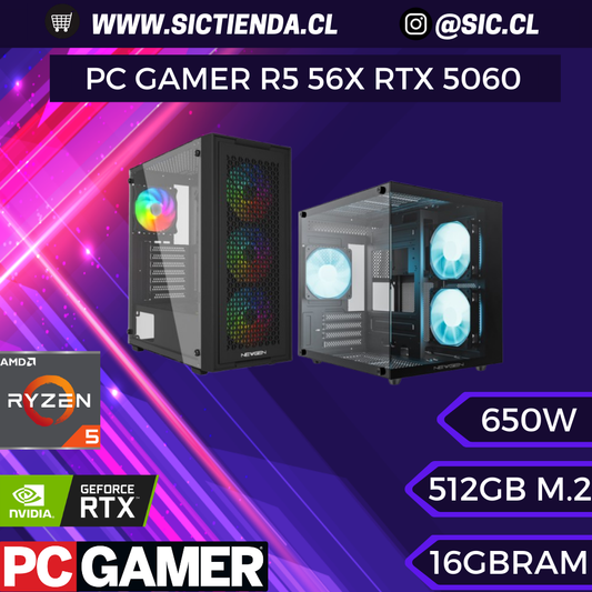 PC GAMER RTX 5060, AMD Ryzen 5 5600X, 16GB RAM 3200MHZ, 1TB M.2 – ARMADO 4-5 DÍAS