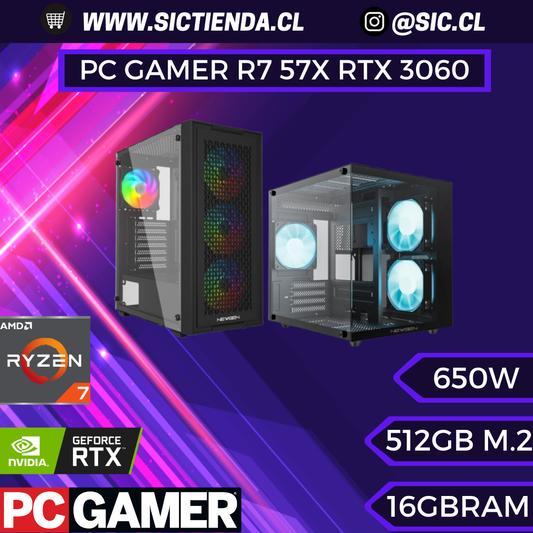 PC GAMER RTX 3060 12GB, AMD Ryzen 7 5700X, 16GB RAM 3200MHZ, 512GB M.2 – ARMADO 4-5 DÍAS