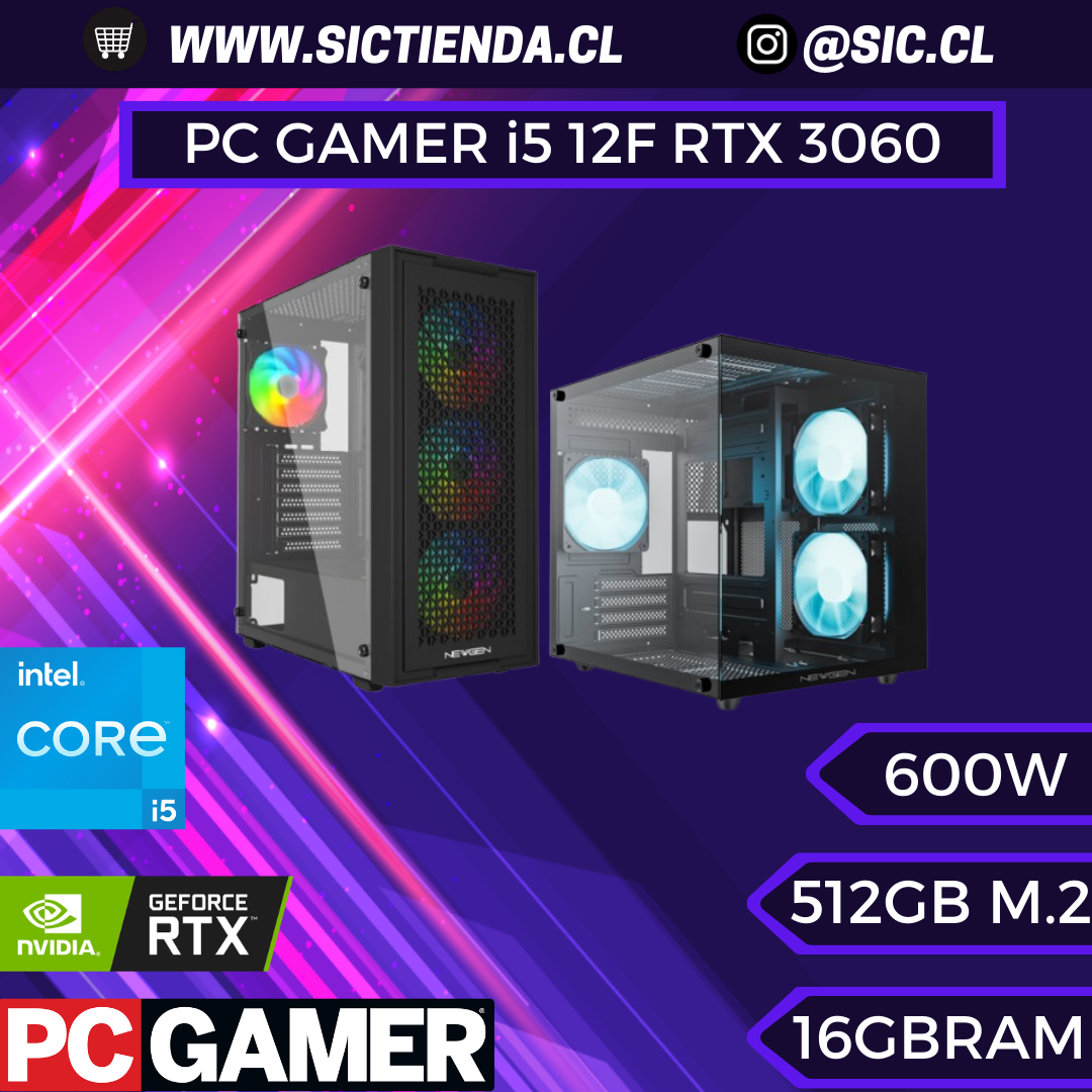 PC GAMER RTX 3060 12GB, Intel Core i5-12400F, 16GB RAM, 512GB M.2 – ARMADO 4-5 DÍAS