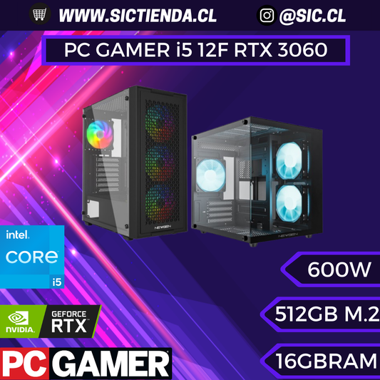 PC GAMER RTX 3060 12GB, Intel Core i5-12400F, 16GB RAM, 512GB M.2 – ARMADO 4-5 DÍAS