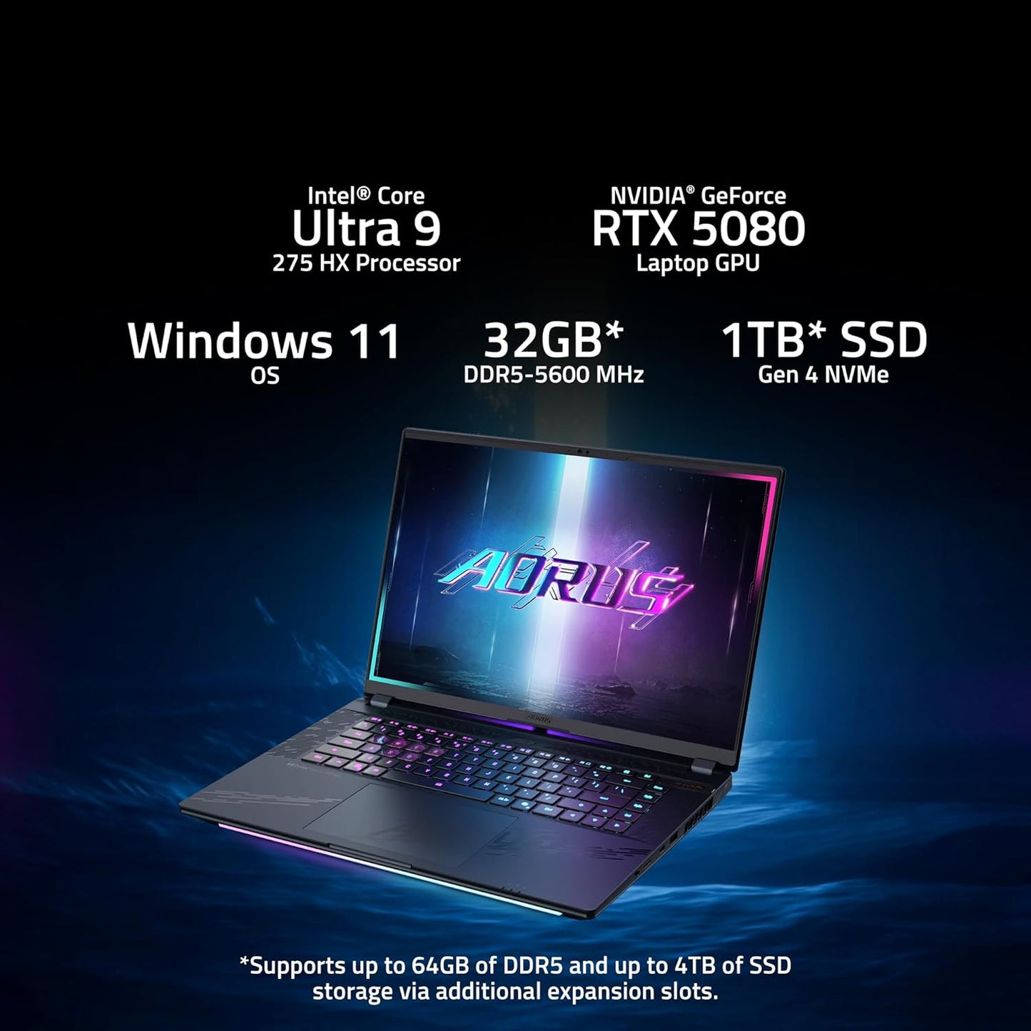 GIGABYTE AORUS Master 16 240Hz 2560x1600 OLED - NVIDIA GeForce RTX 5080 - Intel Core Ultra 9 275HX - SSD de 1 TB con 32 GB DDR5 RAM - Windows 11 Home IMPORTACION 15-20 DIAS HABILES