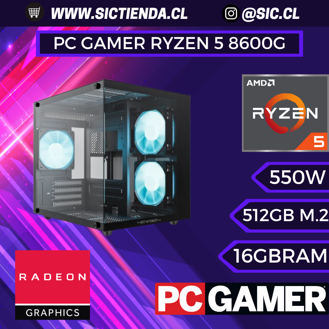PC GAMER/TRABAJO, AMD Ryzen 5 5600G, 16GB RAM 3200MHZ, 512 GB M.2 (Gráficos Integrados) ARMADO 2-3 DÍAS