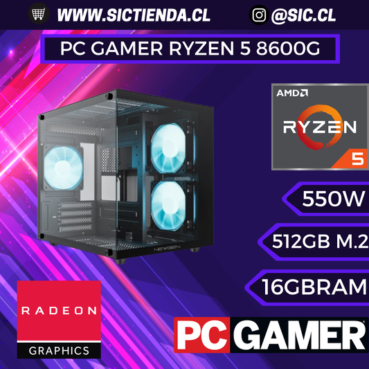 PC GAMER/TRABAJO, AMD Ryzen 5 5600G, 16GB RAM 3200MHZ, 512 GB M.2 (Gráficos Integrados) ARMADO 2-3 DÍAS