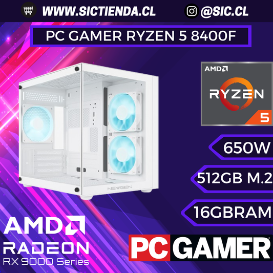 PC GAMER AMD RX 9060XT 8GB , AMD Ryzen 5 8400F, 16GB RAM DDR5, 512GB M.2 ARMADO 2-3 DÍAS