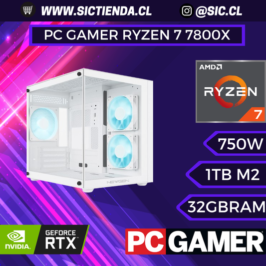 PC GAMER RTX 5060 TI, AMD Ryzen 7 7800X 3D, 32GB DDR5, 1TB M.2 ARMADO 2-3 DÍAS
