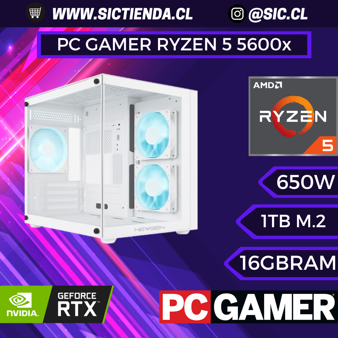 PC GAMER RTX 5060, AMD Ryzen 5 5600x, 16GB RAM 3200MHZ, 1TB M2 ARMADO 2-3 DÍAS