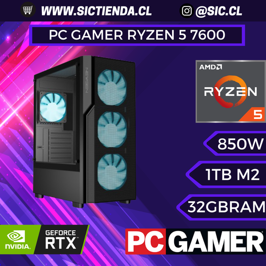 PC GAMER RTX 5070 TI AMD R5 7600, 32GB DDR5, 1TB M.2 ARMADO 2-3 DÍAS
