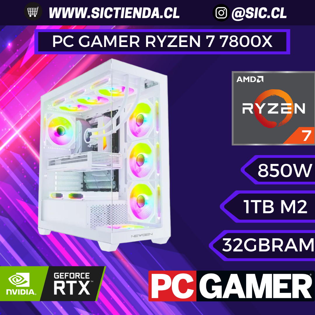 PC GAMER RTX 5070 TI , AMD Ryzen 7 7800X 3D, 32GB DDR5, 1TB M.2 ARMADO 2-3 DÍAS