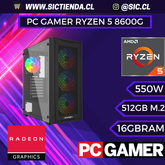 PC GAMER/TRABAJO, AMD Ryzen 5 8500G, DDR5 16GB RAM , 512 GB M.2 (Gráficos Integrados) ARMADO 2-3 DÍAS