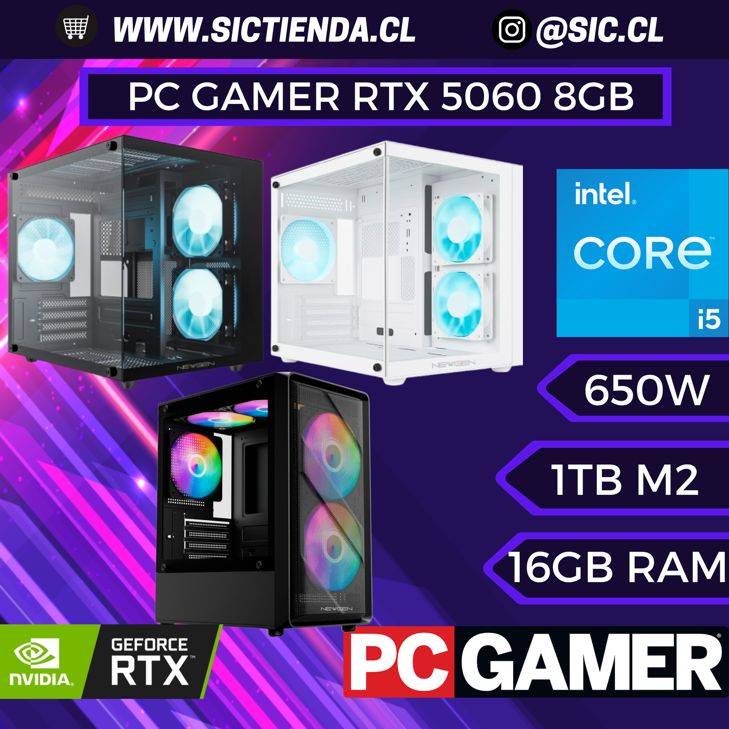 PC Gamer | RTX 5060 8GB | i5-12400F | 16GB DDR5 | 1TB SSD M.2