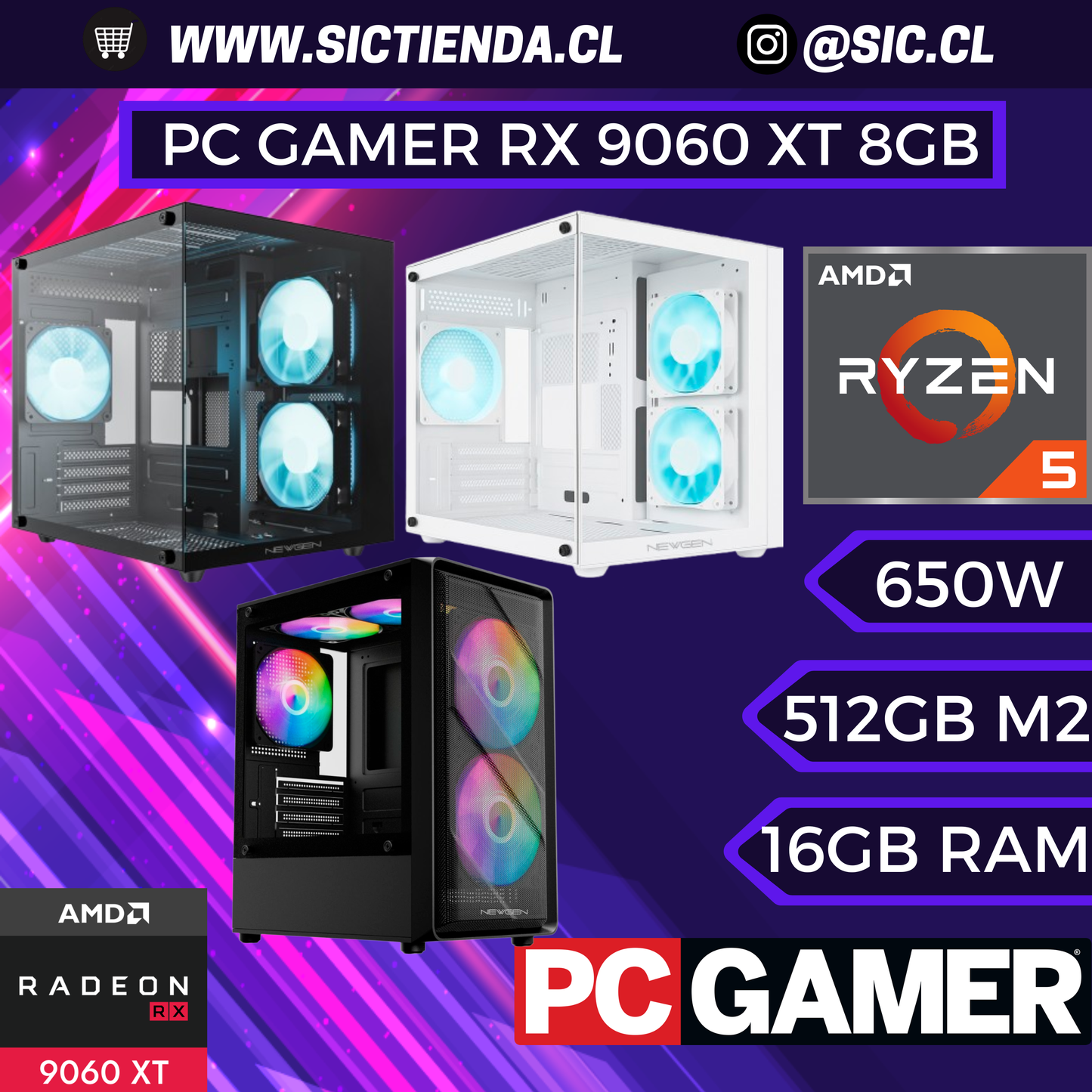 PC Gamer | RX 9060 XT 8GB | Ryzen 5 8400F | 16GB DDR5 | 512GB SSD M.2