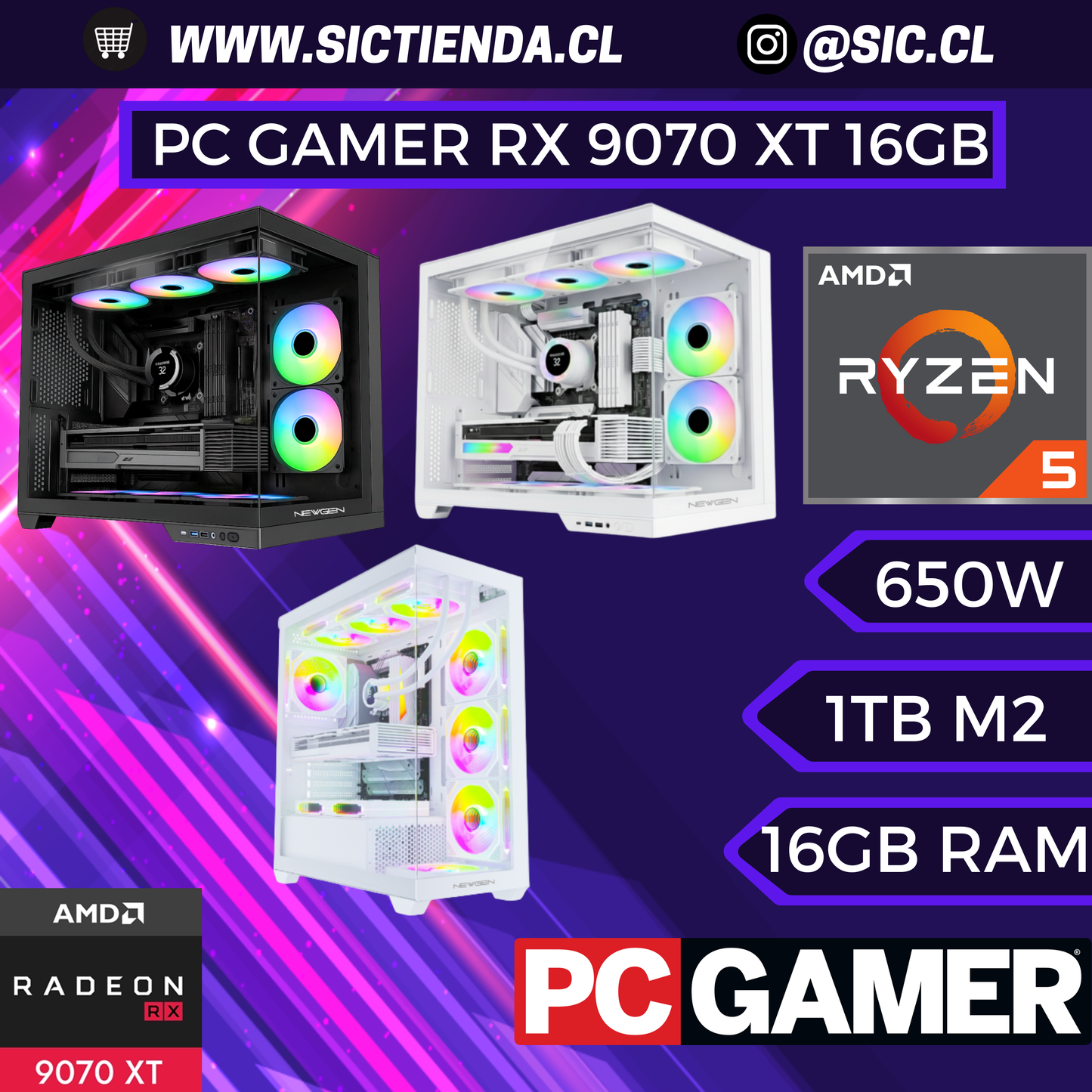 PC Gamer | RX 9070 XT 16GB | Ryzen 5 9600X | 16GB DDR5 | 1TB SSD NVMe