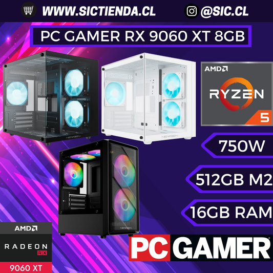 PC Gamer AMD RX 9060 XT 8GB | Ryzen 5 5600 | 16GB DDR4 | 512GB M.2