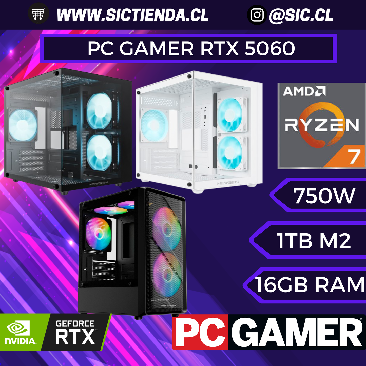 PC Gamer RTX 5060 | Ryzen 7 5700X | 16GB DDR4 | 1TB M.2