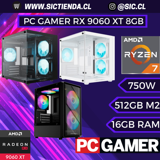 PC Gamer AMD RX 9060 XT 8GB | Ryzen 7 5700X | 16GB DDR4 | 512GB M.2
