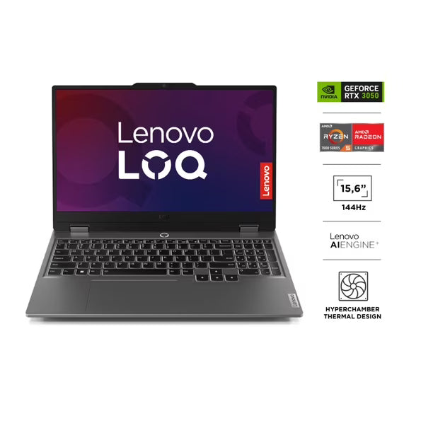 Notebook Lenovo LOQ Gen 9 AMD Ryzen 5-7235HS 16GB RAM 512GB SSD 15,6″ NVIDIA GeForce RTX 3050 (6GB) W11H – Luna Grey